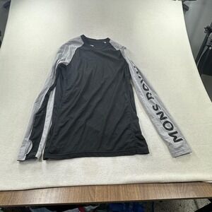Mons Royale Air Con Shirt Mens Medium Black Merino Long Sleeve Base Layer Raglan